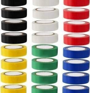 8 Meter Self Adhesive PVC Electrical Insulation Tape-Colored Pack of 30 Pieces (Assorted Color)