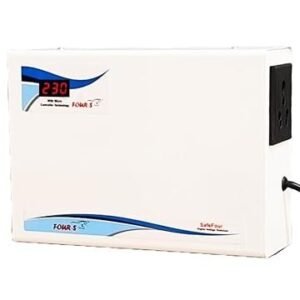 FOUR-S Digital Voltage Stabilizer [FS-D-WMTM-160] for Washine Machine, Tread Mill and Microwave Oven (Working Range: 160-280V 10A) ; White Glossy