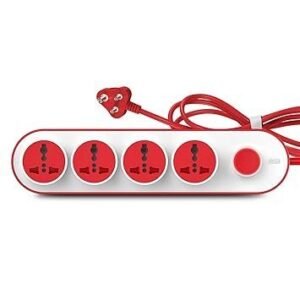 GM 10 Amp Extension Board with 2 Metre Heavy Duty Copper Extension Cord – 4 International Sockets, Master Switch, LED Indicator with Safety Shutter | GM 3257