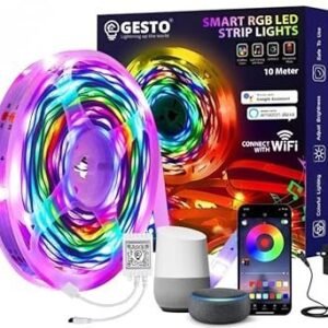 Gesto 600 LED Strip Lights with Adaptor - Music Sync RGB Lights Google & App Operated Waterproof Smart Light(10 Meter)