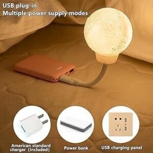 FLYNGO Plastic USB Night Light for Bedroom, Moon Night Lamp for Kids, Children, Living Room (Moon), Led, White