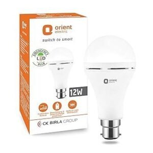 Orient Electric 12W Rechargeable Emergency LED bulb| Inverter Bulb for home with 2 hours battery backup| Up to 4 kV surge protection| 6500K, Cool White, B22d base| Over charging Protection| Pack of 1