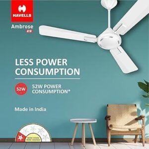 Havells 1200Mm Ambrose Es Ceiling Fan|Premium Matt Finish, Decorative Fan, Elegant Looks, High Air Delivery, Energy Saving, 100% Pure Copper Motor|2 Year Warranty