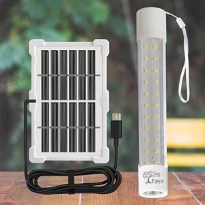 Epyz Solar Light Outdoor Rechargeable LED Tube Lights for Home Outdoor Indoor with AC/DC Tube Light with All in one Features Along with Pair of Magnetic Clamps [Pack of 1, 22LED White Light ]