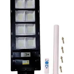 Aarmee Solar Street Light 280 Watt Led Lens Chips with Peak 25 watt Brightness All in One Automatic with Motion Sensor and IP65 Waterproof for Outdoor Use - Black(Plastic)