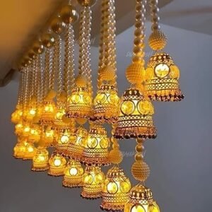 Divyakosh Wall Hangings for Home Decoration, Set of 2 Diwali Lights, Handmade Diwali Decoration Wall hangings, Door Valance Hanging with LED T-Lights for Wedding Decor Home Living Decor .