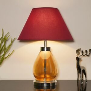 Fondi Amber and Nickel Finish Table Lamp (Maroon)