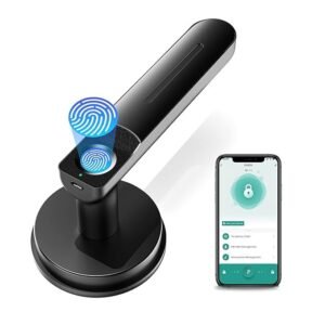 Fingerprint Door Lock, BIWIBON Smart Electronic Door Knob with App Control,100 Fingerprints Biometric Door Keyless Entry Door Lock with Tuya App for Bedroom Office Home Black